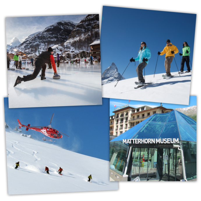 Winter Aktivitäten: Curling, Skiing, Heli-Skiing, Hiking